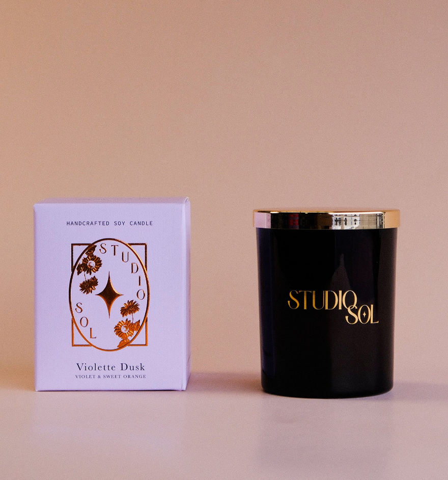 Violette Dusk Candle - Violet + Sweet Orange